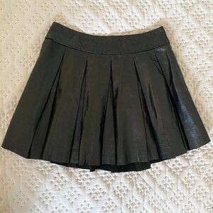 Alice + Olivia Black Box Pleated Leather Mini Skirt Size 8
